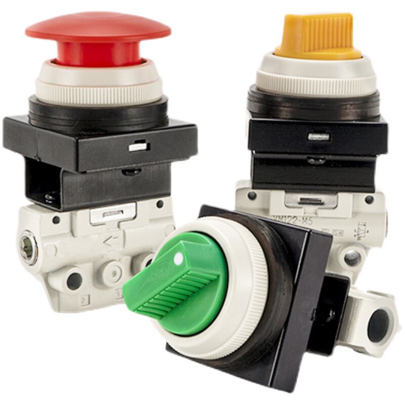气动按钮式开关VM132/122-M5-30RA 32BA 34YA二位二通三通机械阀