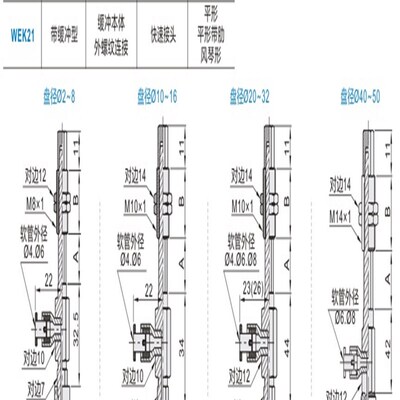 怡合达吸盘WEK21-d10/d13/d16/d20/d25/d32-WEM11/12-J-10-6/4