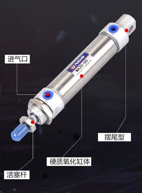 气动不锈钢迷你气缸MA16/20/25/32/40X25X50X75X100X125SCA小型SU