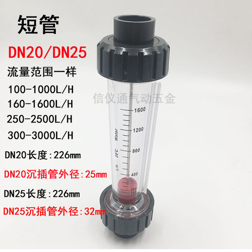 余姚远大PVC转子流量计LZS-DN15/20/DN25/DN32液体水高精度管道式