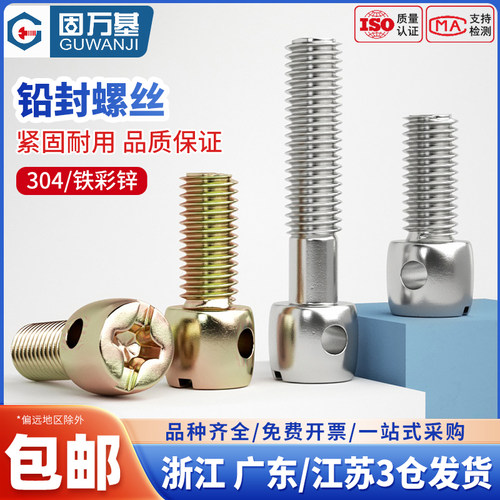304不锈钢铅封螺丝镀锌电表螺丝钉十字带孔螺栓封表螺钉M3M4M5M6