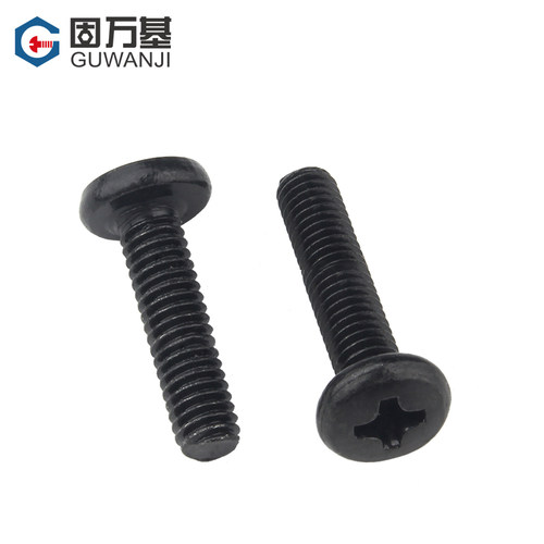 铁黑十字大圆头螺丝钉元头螺钉盘头机丝小螺丝M2/M2.5/M2.6/M3/M4