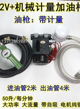 电动抽油泵12V24V220V家用车载加油机柴油自吸泵带单价计量加油枪