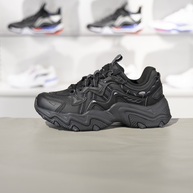 李宁防滑女子系带增高休闲鞋