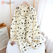 2024b年新款 可外穿卡通全棉家居服套装 纯棉纱布睡衣女春秋款 长袖