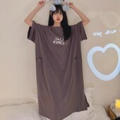 300斤睡m裙女超长裙薄款 大码 宽松到脚踝超孕妇裙胖MM睡衣家居服