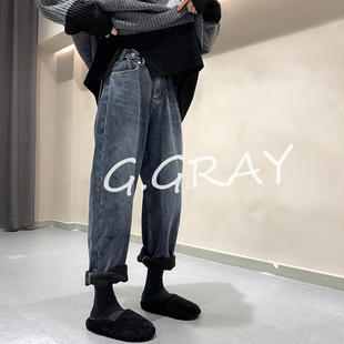 n东黑妹家牛仔裤女裤2020年新款高腰显瘦宽松粗腿可穿加绒秋冬季