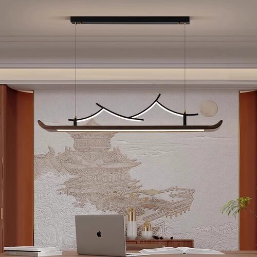 新中式餐厅吊灯中国风屋檐禅意全光谱F吧台书房胡桃木茶室茶桌灯