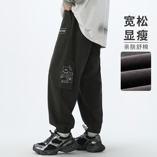 胖童装男童工装裤子加肥加大春秋装2025新款春季初中生男孩运动裤