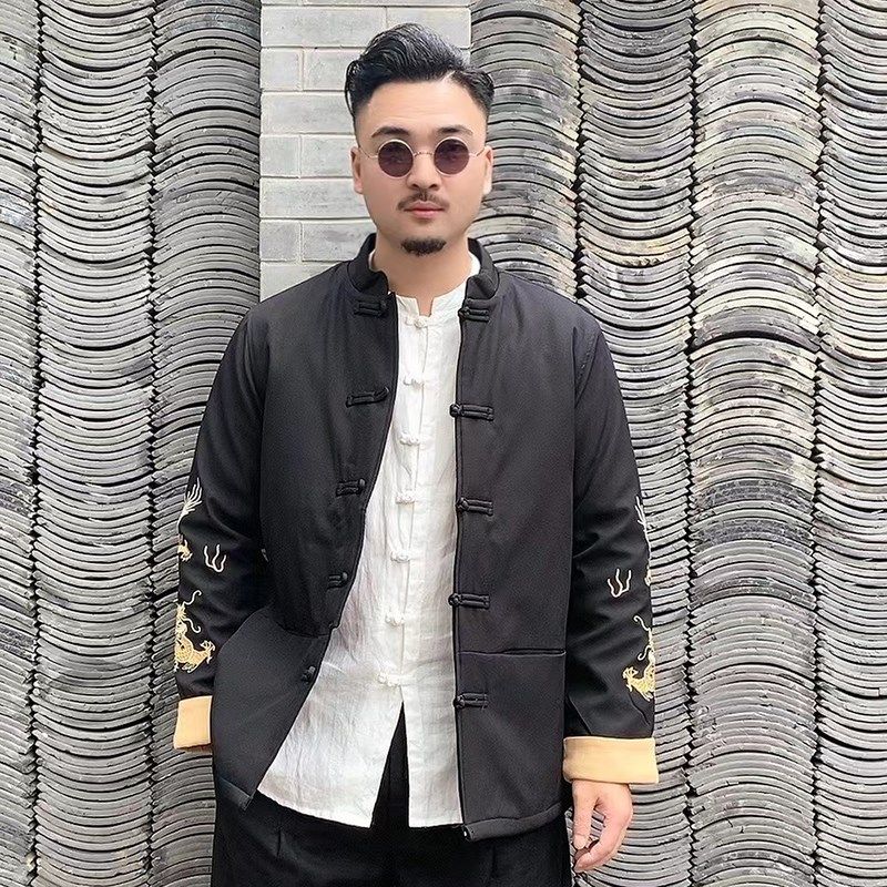 中国风唐装男青年棉衣外套刺绣棉服中式复古冬季棉袄汉服加大加肥,男装,唐装,淘宝优惠券,粉丝福利购,淘宝优惠卷