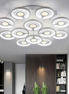 客厅灯现代简约大气LEDu吸顶灯卧室书房灯圆中圆双色时尚个性厅灯