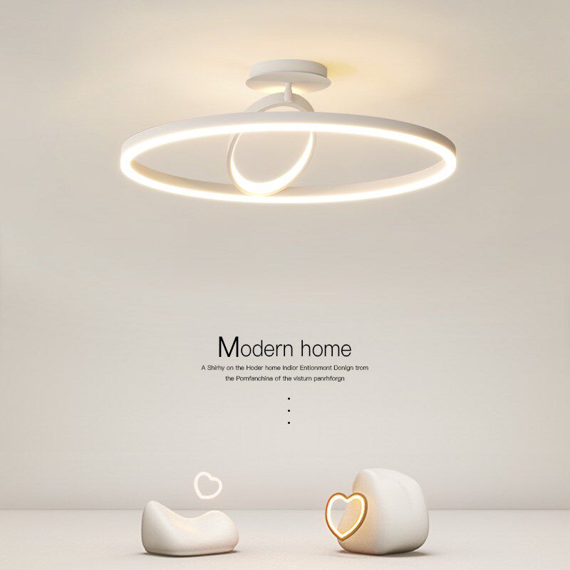 卧室灯黑白创意个性灯具led客厅吸顶灯简约现Q代北欧几何房间主灯