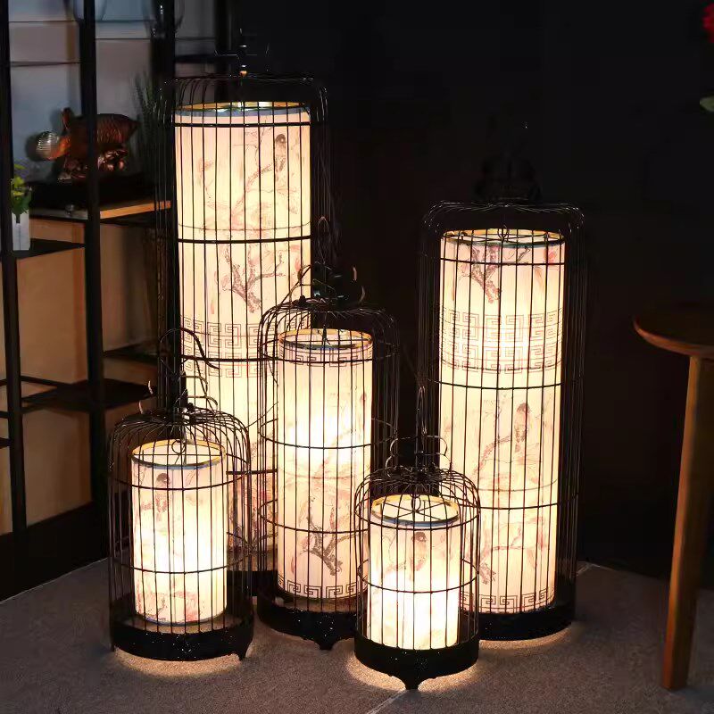 新中式欧式铁艺鸟笼吊灯餐厅酒店饭馆别墅K创意复古落地装饰灯挂