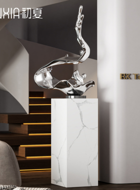 现代玻璃钢雕塑酒店大堂摆件抽象艺术高级感楼梯下大型落地装饰品