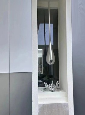 现代简约玻璃钢透明吊饰雕塑售楼处展厅酒店大堂水滴浪花装饰摆件