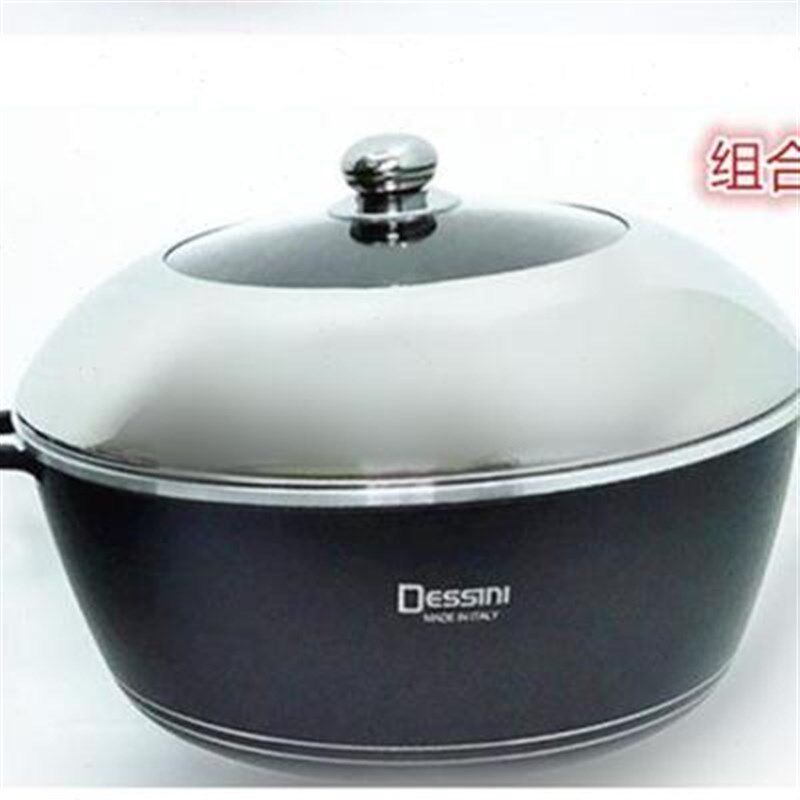 新款黑色酒红锅色麦饭石汤锅炖锅不粘锅铝红咖喱套装锅具