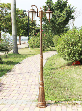 庭院灯欧式防水户外灯双头黑色古铜色草坪灯路灯led景观灯高杆灯