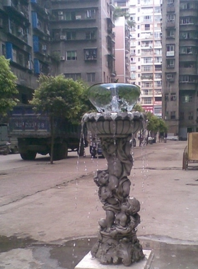 欧式现代花盆摆j件假山鱼池水景摆设工艺品可爱天使循环流水喷泉