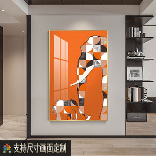 大象马的图案装饰画现代轻奢客厅玄关壁画2022新款高级感餐厅挂画