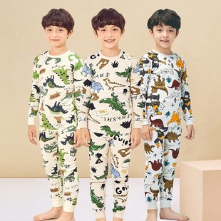 纯棉宝宝线衣线裤 男童秋衣秋裤 套装 恐龙儿童家居服韩国儿童内衣裤