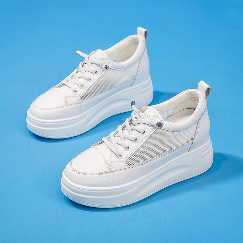 网面小白鞋女款2025年春夏新款透气内增高7CM小个子松糕鞋板鞋,女鞋,网面鞋,淘宝优惠券,粉丝福利购,淘宝优惠卷