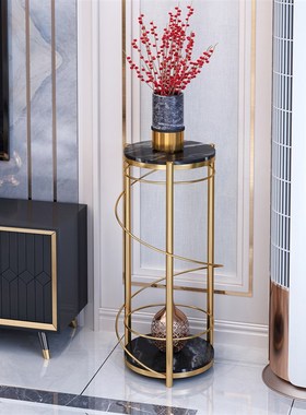 轻奢客厅落地摆件电视柜旁边装饰架北欧沙发大理石花架大型置物架