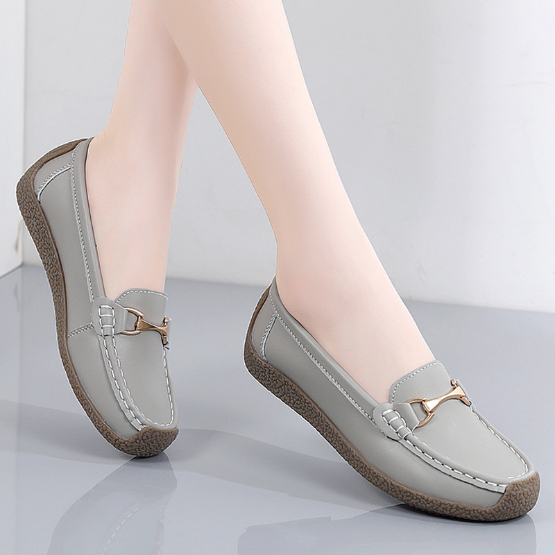 真皮豆豆鞋女春秋冬款2023年新款舒适防滑平底单鞋软底软面妈妈鞋,女鞋,浅口单鞋,淘宝优惠券,粉丝福利购,淘宝优惠卷