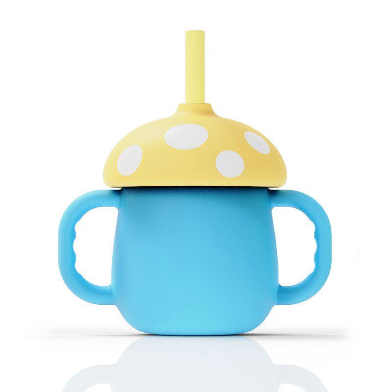 儿童吸管水杯g 防漏防摔婴幼儿硅胶学饮杯 宝宝水杯训练吸水杯