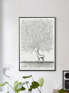 北欧现代简约抽象装饰画客厅背景墙卧室床头画书房过道玄关挂画