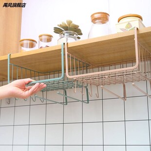 厨房收纳内置g物架吊柜橱柜下挂架衣柜分层储物架挂钩柜门桌下挂
