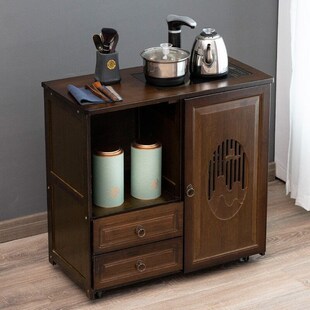 竹世界移动茶水柜家用小茶柜烧水泡茶一体套装水桶茶叶Y茶具收纳