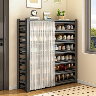 鞋架防尘带遮挡帘家用门口t多层鞋柜室内简易好看新款钢制收纳架