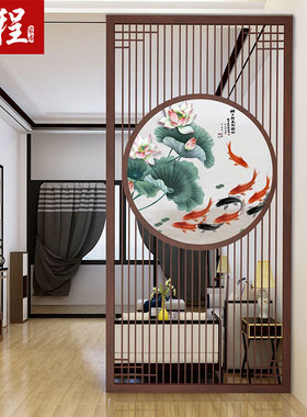 新中式屏风实木花格隔断墙进门入户玄关家用酒店遮挡简约镂空背景