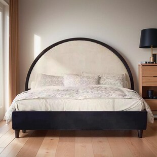 复古半圆软包床头板黑色法式布艺床落地儿童1.5S床头单买民宿床屏