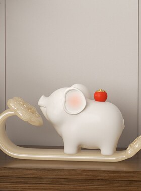 柿柿如意招财生肖猪n摆件高级感诸事如意客厅酒柜展示柜装饰工艺