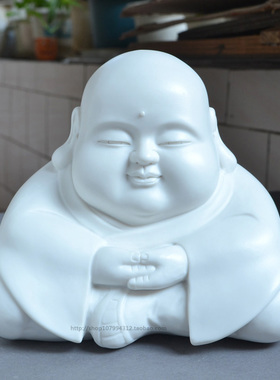 陶瓷人物佛像雕塑装饰品摆设静坐小和尚摆件小沙弥小佛像摆件