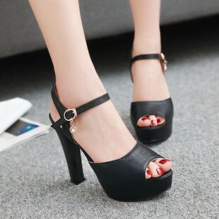 大码高跟凉鞋44 45 46 47大码粗跟鱼嘴凉G鞋43 44 45 46 47码女鞋