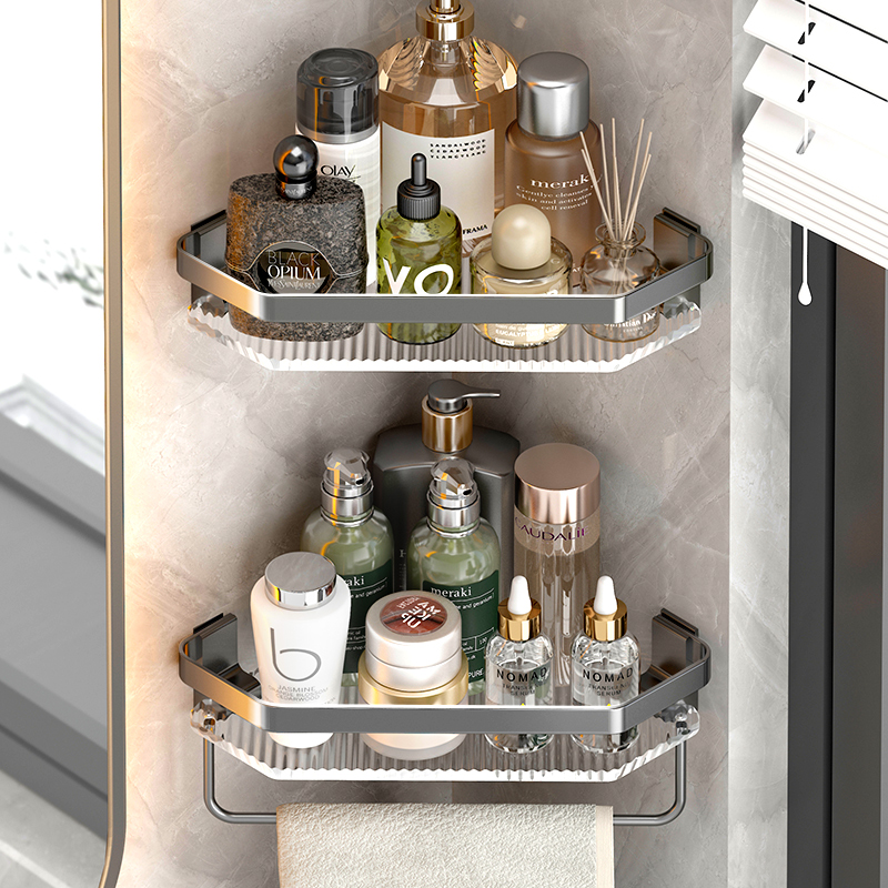 亚克力浴室卫生间置物架子免打孔厕所洗漱台三角收纳架洗澡墙壁挂