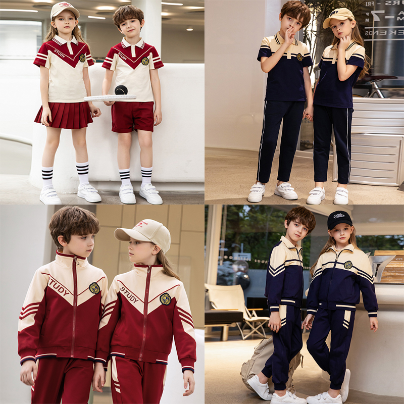 幼儿园园服春夏季小学生韩式校服毕业照班服儿童棉运动会表演套装