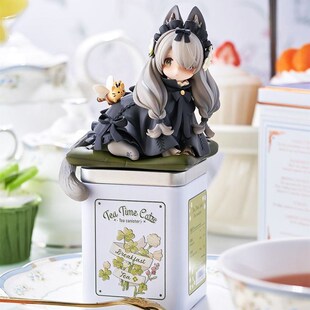 影法师茶会猫 坐姿茶罐猫狸花猫 可爱手办二次元公仔摆件模型