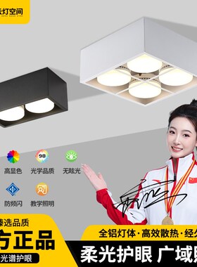 明装方形筒灯极简无主灯客厅卧室斗胆吸顶灯格栅led射灯三色变光