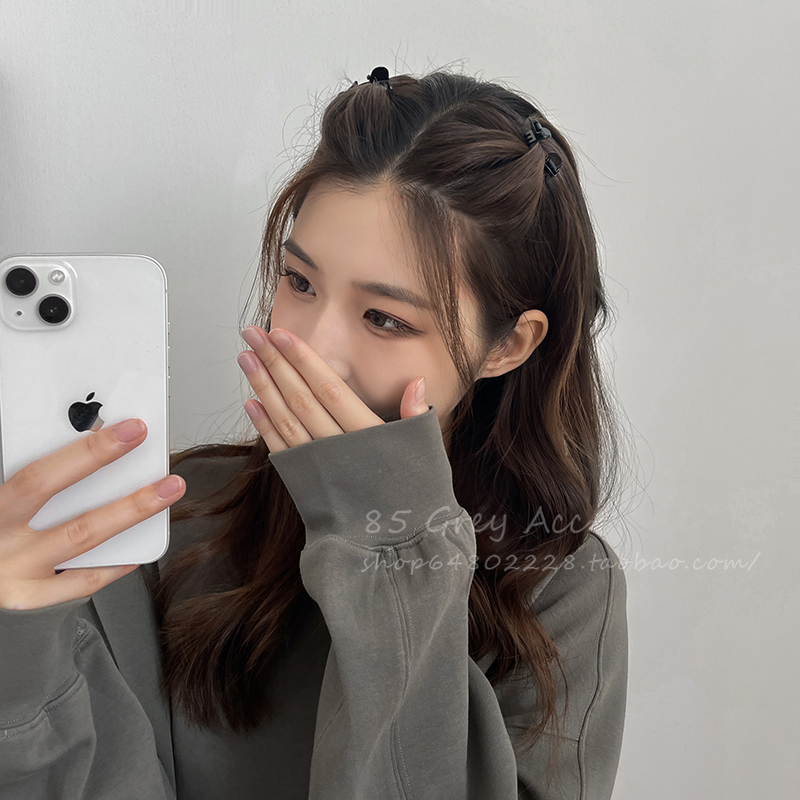 黑色金属迷你小抓夹女公主头前额刘海夹头帘碎发整理神器发卡头饰