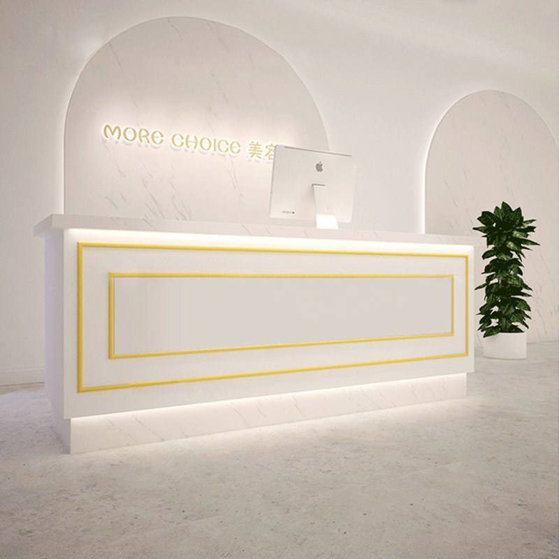 烤漆收银台柜台简约现代女服装店美容院吧台公司前台接待台服务台