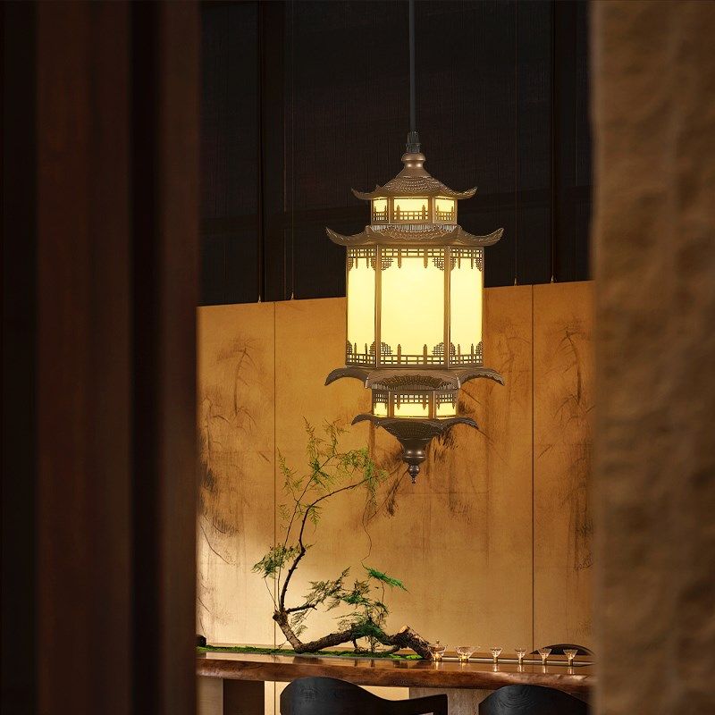 新中式禅意小吊灯中国风仿古展厅玄关宋代美学古风灯笼古建筑吊灯,家装灯饰光源,酒店/宴会厅/餐饮吊灯,淘宝优惠券,粉丝福利购,淘宝优惠卷