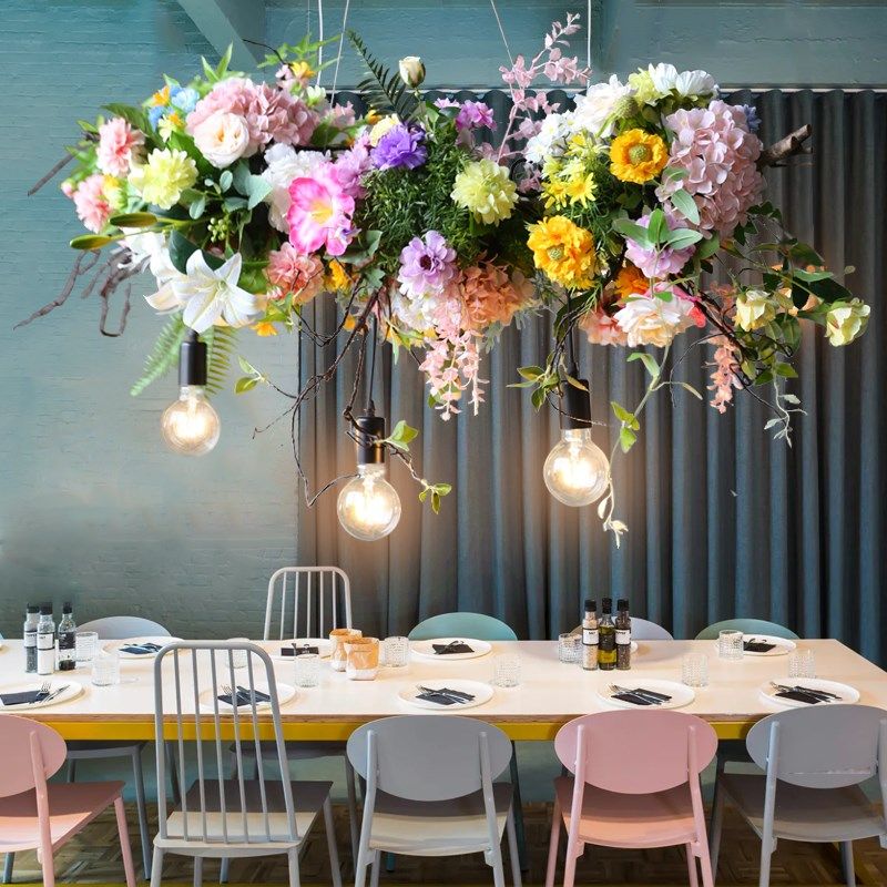 创意花艺吧台吊灯甜品店橱窗阳光房餐桌灯花主题餐厅北欧植物灯饰,家装灯饰光源,酒店/宴会厅/餐饮吊灯,淘宝优惠券,粉丝福利购,淘宝优惠卷
