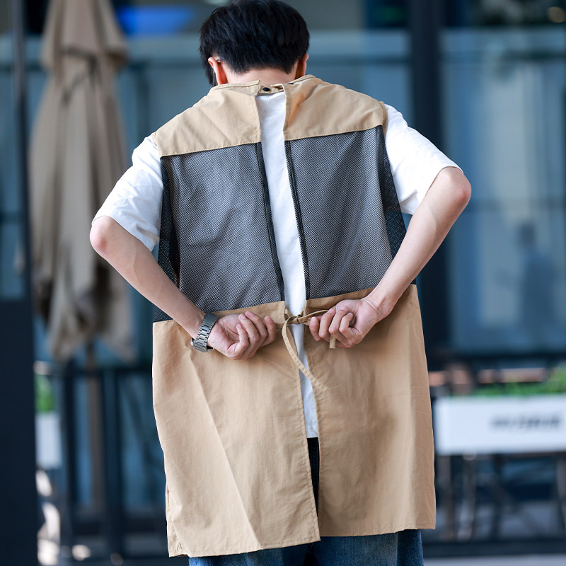 防水无袖罩衣画画美术生工作服定制logo厨房餐饮男女宠物饭店围裙