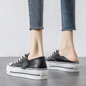 休闲运动板鞋 显瘦增高厚底真皮小白鞋 2024年K春秋季 新款 女款 单鞋