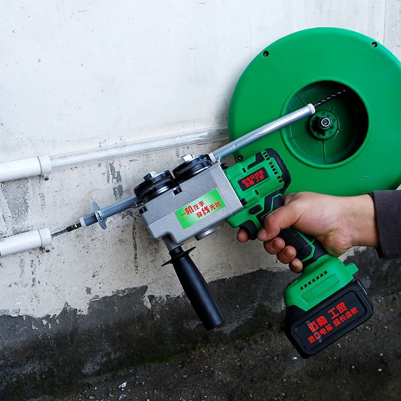 热卖锂电穿线g机自动q穿线器全自动电工万能钢丝穿线器电动拉丝穿