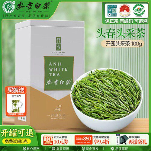 竹乡安吉白茶2025新茶开园头采精品100g罐装正品茶官方旗舰店绿茶