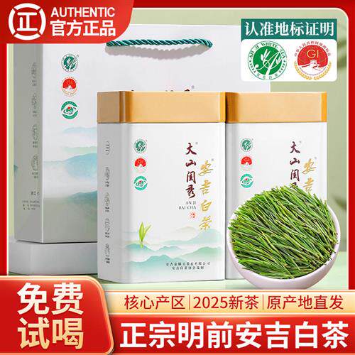 安吉白茶2025新茶明前一级绿茶浓香型茶叶官方旗舰店正品罐装250g